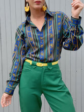 Charger l'image dans la galerie, Chemisier vintage Amelle - Rayures et cachemires. Taille L, 40, 42