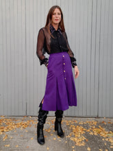 Charger l'image dans la galerie, Jupe plissée vintage Lou - Boutonnée. Laine violette. Taille S, 36, 38. Made in France. Céline Soria