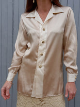 Charger l'image dans la galerie, Chemisier vintage Lolly - Ivoire et champagne. Taille M, 38, 40. Made in France