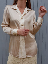 Charger l'image dans la galerie, Chemisier vintage Lolly - Ivoire et champagne. Taille M, 38, 40. Made in France