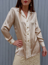 Charger l'image dans la galerie, Chemisier vintage Lolly - Ivoire et champagne. Taille M, 38, 40. Made in France