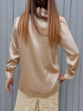 Charger l'image dans la galerie, Chemisier vintage Lolly - Ivoire et champagne. Taille M, 38, 40. Made in France