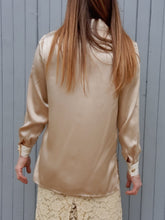 Charger l'image dans la galerie, Chemisier vintage Lolly - Ivoire et champagne. Taille M, 38, 40. Made in France