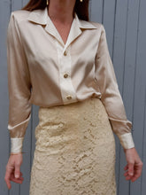 Charger l'image dans la galerie, Chemisier vintage Lolly - Ivoire et champagne. Taille M, 38, 40. Made in France