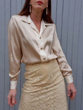 Charger l'image dans la galerie, Chemisier vintage Lolly - Ivoire et champagne. Taille M, 38, 40. Made in France
