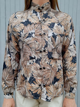Charger l'image dans la galerie, Chemisier vintage Monia - Feuillages automnal. Taille M, 38, 40.