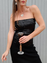 Charger l'image dans la galerie, Bustier "Seconde" Roxane - Sequins noirs et brillants. Taille S, 36, 38. Rodier. Made in France