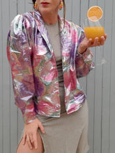 Charger l'image dans la galerie, Chemisier vintage Grace - Imprimé floral métallisé. Taille XL, 42, 44. Made in France.