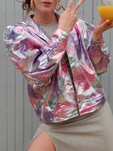 Charger l'image dans la galerie, Chemisier vintage Grace - Imprimé floral métallisé. Taille XL, 42, 44. Made in France.
