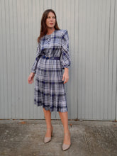 Charger l'image dans la galerie, Robe vintage Carine - Plissée à Carreaux. Taille M, 38, 40. Huguet. Made in France