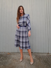 Charger l'image dans la galerie, Robe vintage Carine - Plissée à Carreaux. Taille M, 38, 40. Huguet. Made in France