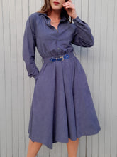 Charger l'image dans la galerie, Robe vintage Agatha - Bleue. Taille M, 38, 40. Jean Bailly Paris. Made in France.