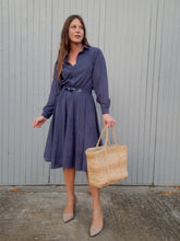 Charger l'image dans la galerie, Robe vintage Agatha - Bleue. Taille M, 38, 40. Jean Bailly Paris. Made in France.