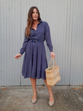 Charger l'image dans la galerie, Robe vintage Agatha - Bleue. Taille M, 38, 40. Jean Bailly Paris. Made in France.