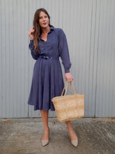 Charger l'image dans la galerie, Robe vintage Agatha - Bleue. Taille M, 38, 40. Jean Bailly Paris. Made in France.