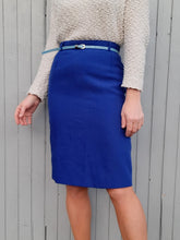Charger l'image dans la galerie, Jupe crayon vintage Line - Bleu roi. Taille XS, 34, 36. Made in France