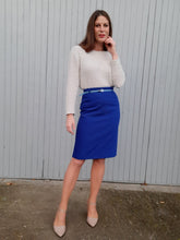 Charger l'image dans la galerie, Jupe crayon vintage Line - Bleu roi. Taille XS, 34, 36. Made in France