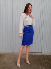 Charger l'image dans la galerie, Jupe crayon vintage Line - Bleu roi. Taille XS, 34, 36. Made in France