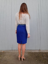Charger l'image dans la galerie, Jupe crayon vintage Line - Bleu roi. Taille XS, 34, 36. Made in France