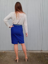 Charger l'image dans la galerie, Jupe crayon vintage Line - Bleu roi. Taille XS, 34, 36. Made in France