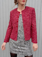 Charger l'image dans la galerie, Blazer vintage Rachelle - Dentelles et tulle bordeaux. Taille XS, 34, 36. Claude Bouzon. Made in France