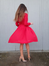 Charger l'image dans la galerie, Robe vintage Ondine - Plissée rouge. Taille S, 36, 38.