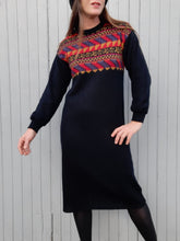 Charger l'image dans la galerie, Robe vintage Manon - Lainage géométrique. Taille M, 38, 40. Technil. Made in France.