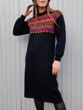 Charger l'image dans la galerie, Robe vintage Manon - Lainage géométrique. Taille M, 38, 40. Technil. Made in France.