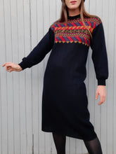 Charger l'image dans la galerie, Robe vintage Manon - Lainage géométrique. Taille M, 38, 40. Technil. Made in France.