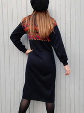 Charger l'image dans la galerie, Robe vintage Manon - Lainage géométrique. Taille M, 38, 40. Technil. Made in France.
