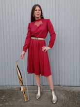 Charger l'image dans la galerie, Robe vintage Laura - Empiècement de dentelle, rayée rouille. Taille M, 38, 40.