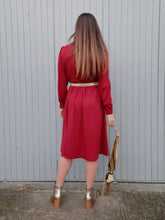 Charger l'image dans la galerie, Robe vintage Laura - Empiècement de dentelle, rayée rouille. Taille M, 38, 40.