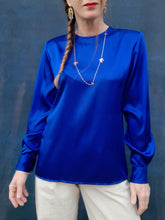 Charger l'image dans la galerie, Blouse vintage Charlie - Bleue roi. Taille M, 38, 40. Sycomore Paris. Made in France.