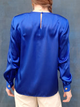 Charger l'image dans la galerie, Blouse vintage Charlie - Bleue roi. Taille M, 38, 40. Sycomore Paris. Made in France.