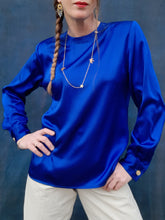 Charger l'image dans la galerie, Blouse vintage Charlie - Bleue roi. Taille M, 38, 40. Sycomore Paris. Made in France.