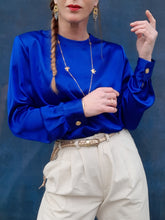 Charger l'image dans la galerie, Blouse vintage Charlie - Bleue roi. Taille M, 38, 40. Sycomore Paris. Made in France.