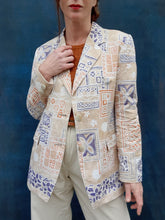 Charger l'image dans la galerie, Blazer vintage Olivia - Sable fleuris. Taille M, 38, 40. Devernois.