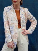 Charger l'image dans la galerie, Blazer vintage Olivia - Sable fleuris. Taille M, 38, 40. Devernois.