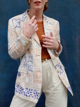 Charger l'image dans la galerie, Blazer vintage Olivia - Sable fleuris. Taille M, 38, 40. Devernois.