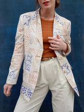 Charger l'image dans la galerie, Blazer vintage Olivia - Sable fleuris. Taille M, 38, 40. Devernois.