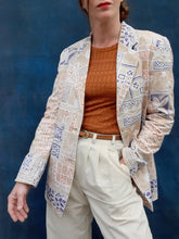 Charger l'image dans la galerie, Blazer vintage Olivia - Sable fleuris. Taille M, 38, 40. Devernois.