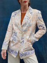Charger l'image dans la galerie, Blazer vintage Olivia - Sable fleuris. Taille M, 38, 40. Devernois.