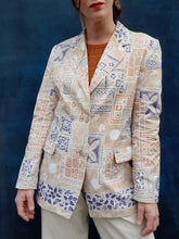 Charger l'image dans la galerie, Blazer vintage Olivia - Sable fleuris. Taille M, 38, 40. Devernois.