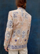 Charger l'image dans la galerie, Blazer vintage Olivia - Sable fleuris. Taille M, 38, 40. Devernois.