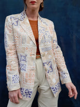 Charger l'image dans la galerie, Blazer vintage Olivia - Sable fleuris. Taille M, 38, 40. Devernois.