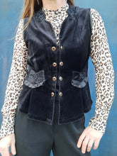 Charger l'image dans la galerie, Veston vintage Sophia - Velours noir et double boutonnage. Taille M, 38, 40. Made in France
