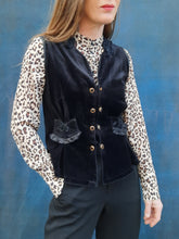 Charger l'image dans la galerie, Veston vintage Sophia - Velours noir et double boutonnage. Taille M, 38, 40. Made in France