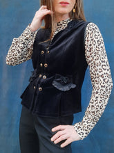 Charger l'image dans la galerie, Veston vintage Sophia - Velours noir et double boutonnage. Taille M, 38, 40. Made in France