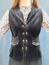 Charger l'image dans la galerie, Veston vintage Sophia - Velours noir et double boutonnage. Taille M, 38, 40. Made in France