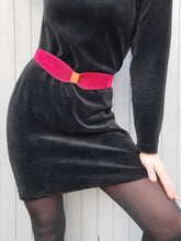 Charger l'image dans la galerie, Ceinture vintage Lydia - Nœud plat bordeaux. Taille unique.